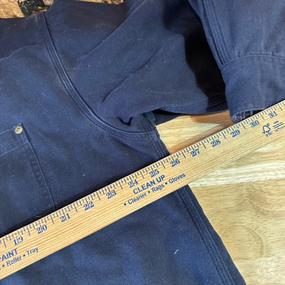 Carhartt S96 MDT Mens Midnight Blue Canvas Shirt Jacket Large Flannel Lined Snap - Picture 8 of 11